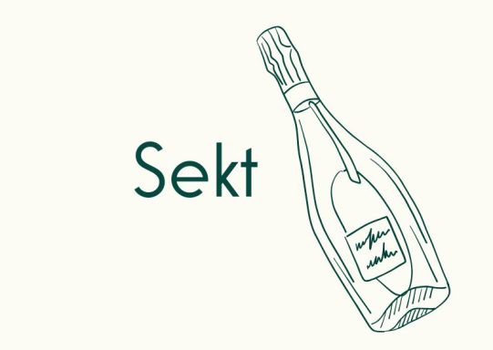 Sekt Auswahl Sektflasche mit dem Text "Sekt" daneben.